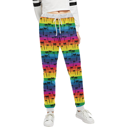 Palm Tree Rainbow Themed Print Unisex Sweatpants