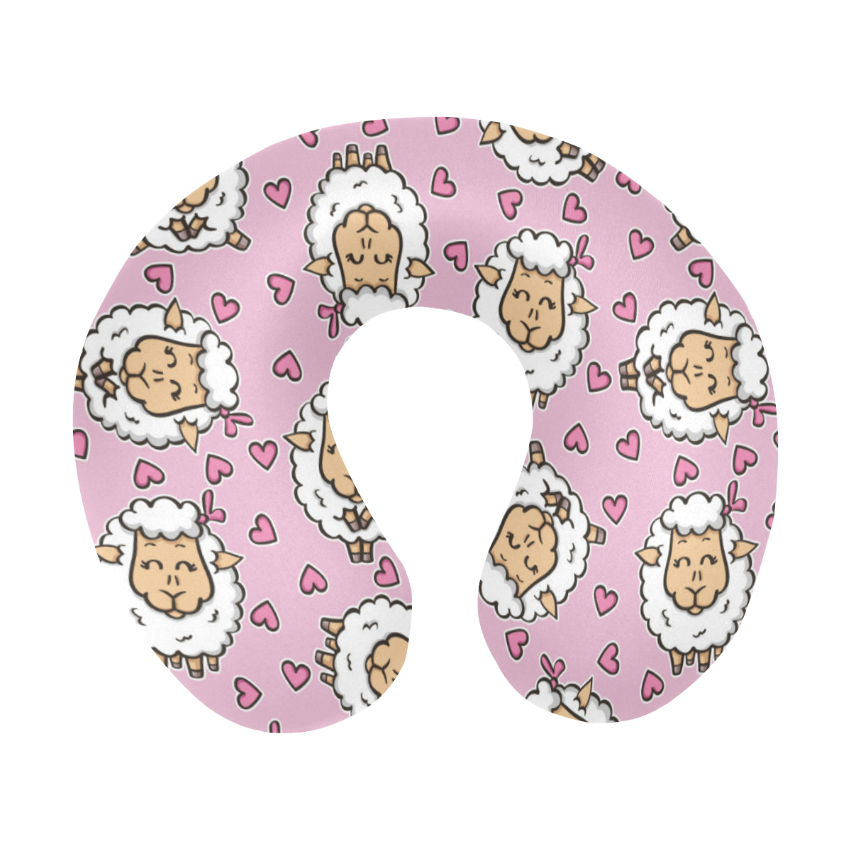 Sheep Cute Pattern Print Design 01 U-Shaped Travel Neck Pillow