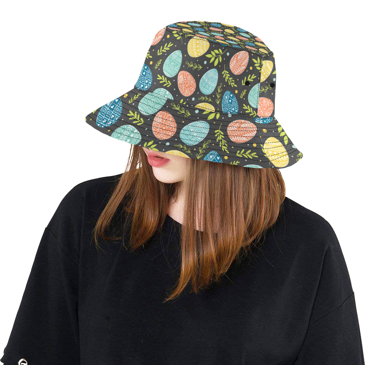 Easter Eggs Pattern Print Design RB01 Unisex Bucket Hat