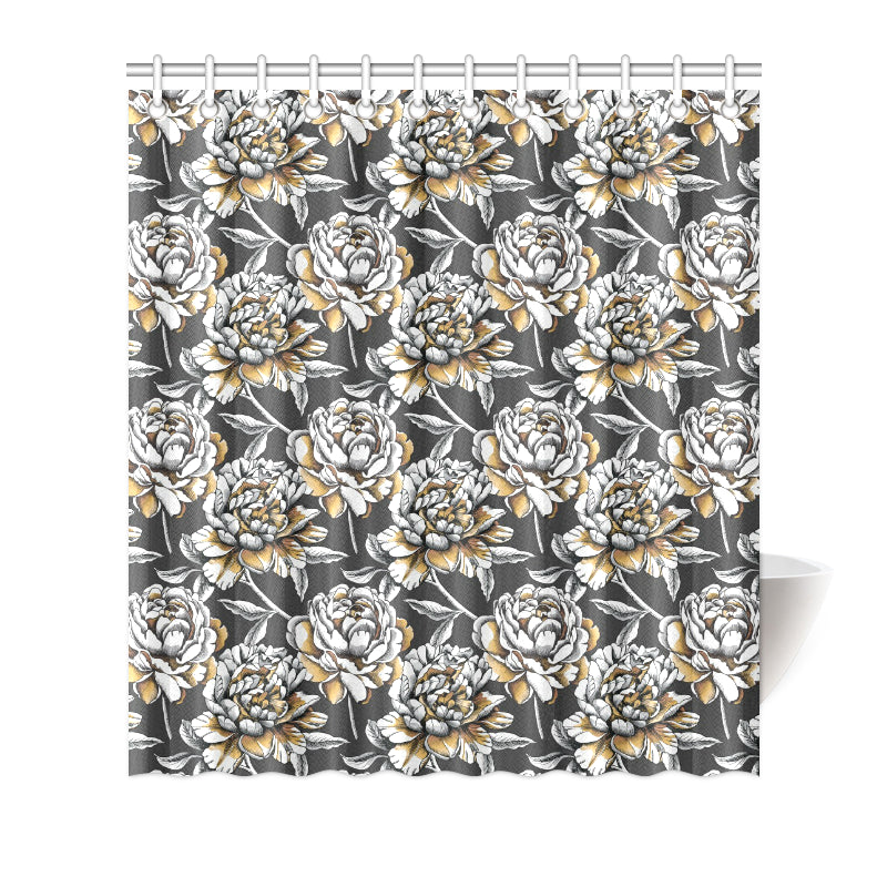 Peony Pattern Print Design PE06 Shower Curtain