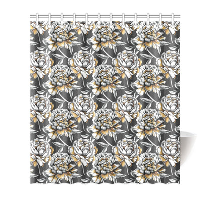 Peony Pattern Print Design PE06 Shower Curtain