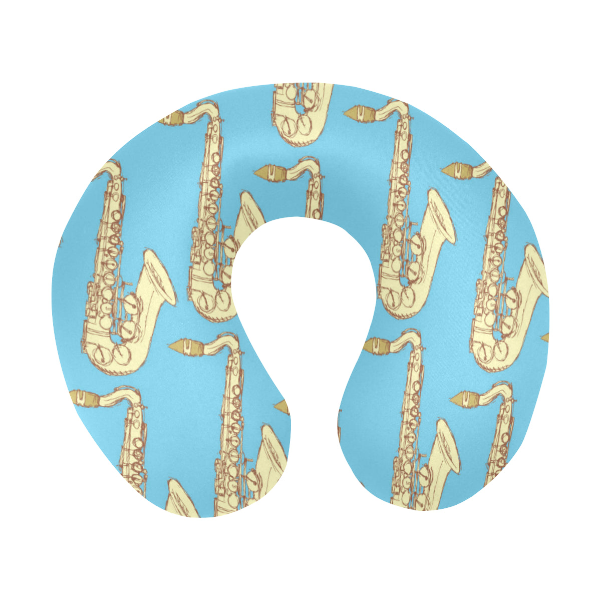 Saxophone Pattern Print Design 03 U-Shaped Travel Neck Pillow