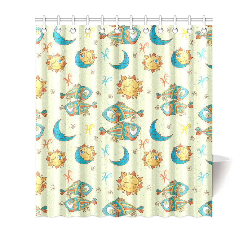 Pisces Pattern Print Design A03 Shower Curtain
