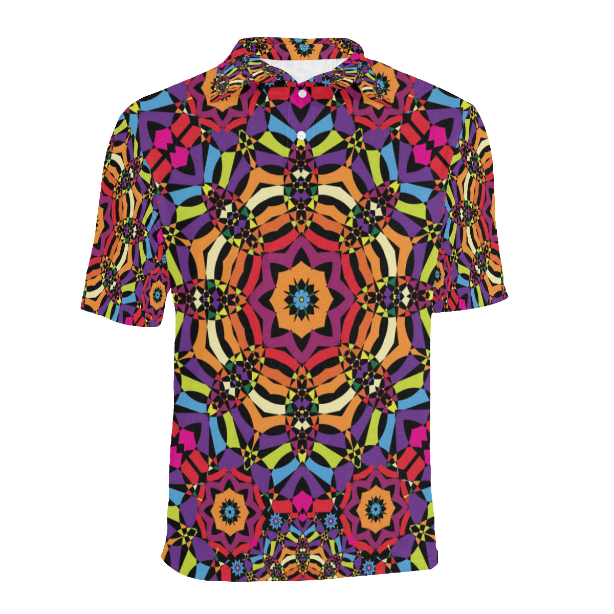 Kaleidoscope Pattern Print Design 01 Men Polo Shirt