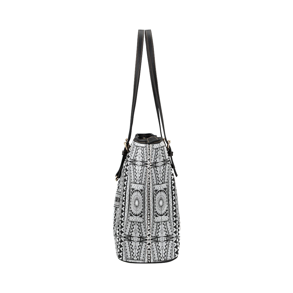 Polynesian Tattoo Design Leather Tote Bag
