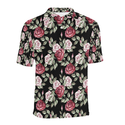 Rose Red Pink Pattern Print Design RO03 Men Polo Shirt
