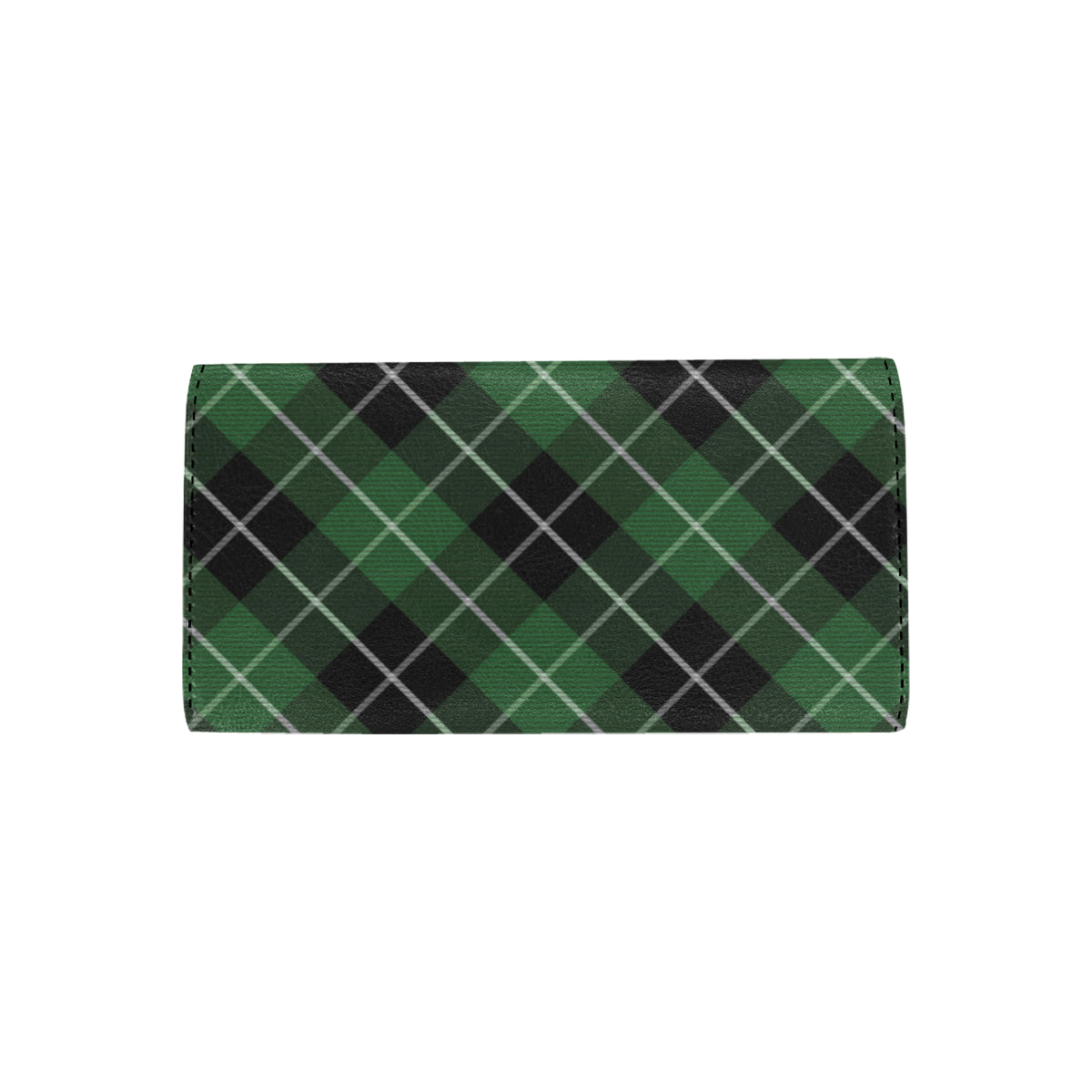 Plaid Green Pattern Print Design A05 Women's Trifold Wallet
