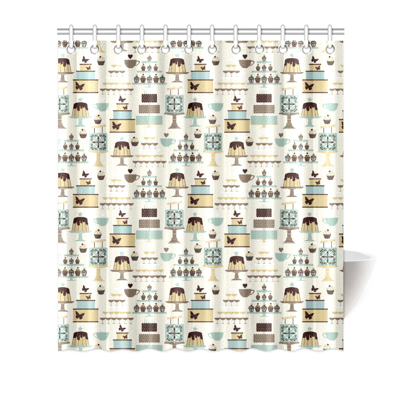 Cake Pattern Print Design 02 Shower Curtain