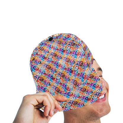 Peace Sign Patchwork Design Print Snapback Cap