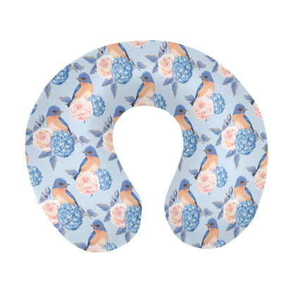 Bluebird Pattern Print Design 01 U-Shaped Travel Neck Pillow