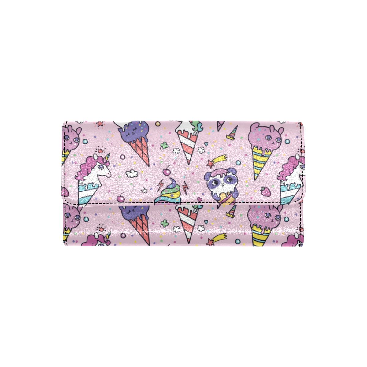 Ice Cream Pattern Print Design IC05 Women's Trifold Wallet