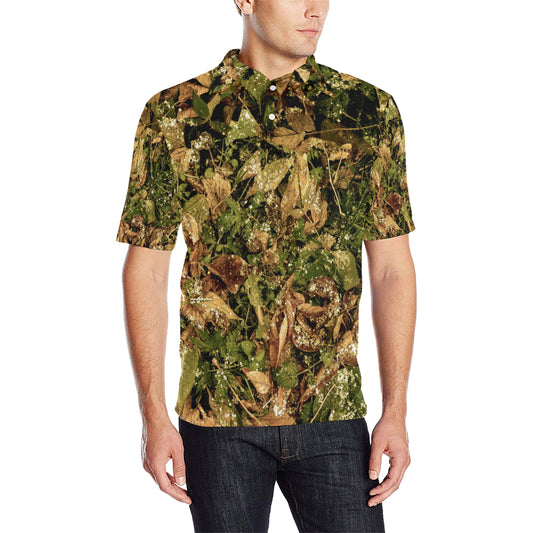 Camo Realistic Tree Forest Texture Print Men Polo Shirt