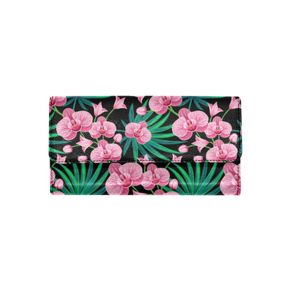 Orchid Pink Pattern Print Design OR06 Women's Trifold Wallet