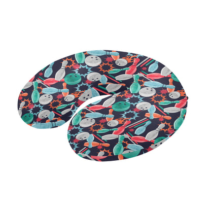 Bowling Pattern Print Design 08 U-Shaped Travel Neck Pillow