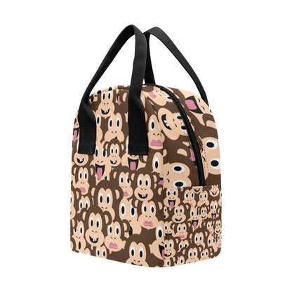 Emoji Monkey Print Pattern Insulated Lunch Bag
