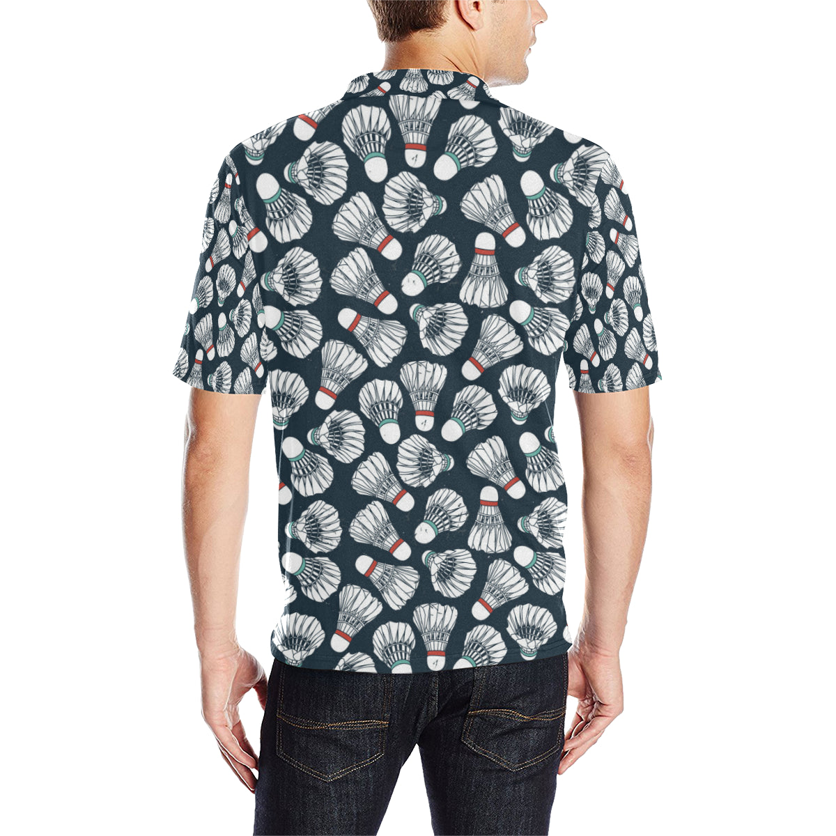 Badminton Ball Pattern Print Design 01 Men Polo Shirt