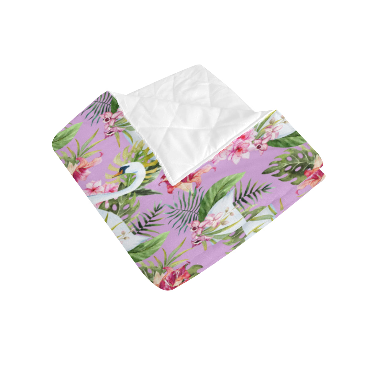 Swan with Flower Pattern Print Design 01 Premium Quilt