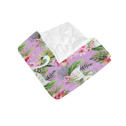 Swan with Flower Pattern Print Design 01 Premium Quilt