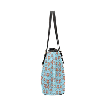 Monkey Cute Design Themed Print Leather Tote Bag