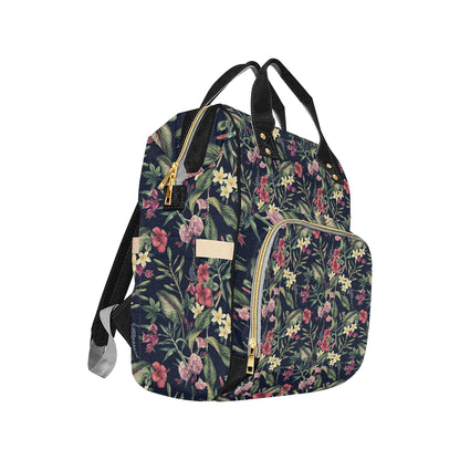 Tropical Flower Pattern Diaper Bag Backpack