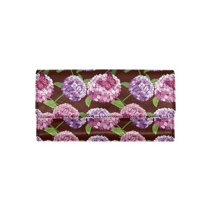 Hydrangea Pattern Print Design HD08 Women's Trifold Wallet