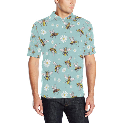 Bee Pattern Print Design BEE010 Men Polo Shirt