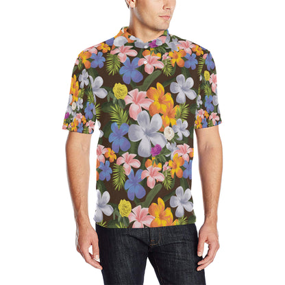 Plumeria Pattern Print Design PM03 Men Polo Shirt