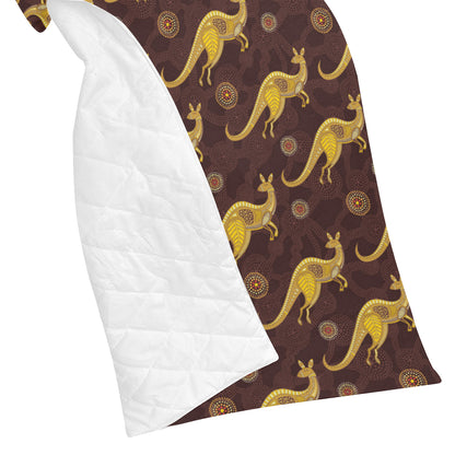 Kangaroos Aboriginal Pattern Print Design 08 Premium Quilt