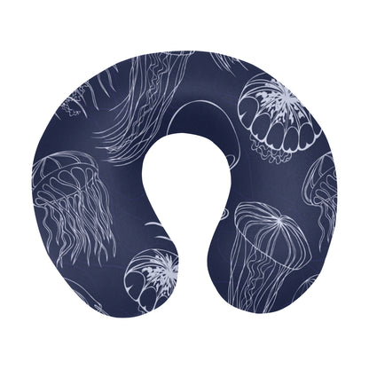 Jellyfish Pattern Print Design 05 U-Shaped Travel Neck Pillow