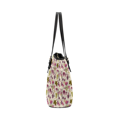 Wine Style Design Print Leather Tote Bag