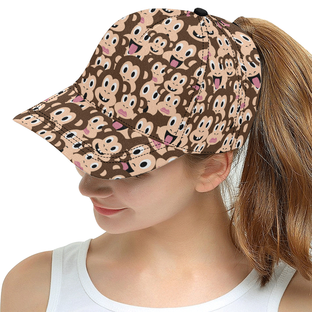 Emoji Monkey Print Pattern Snapback Cap