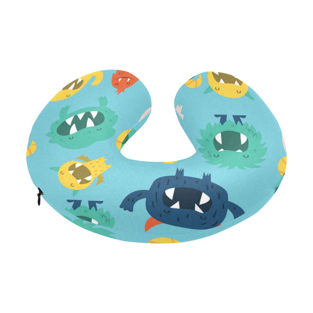 Monster Cartoon Pattern Print Design 03 U-Shaped Travel Neck Pillow