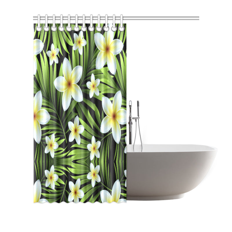 White Plumeria Pattern Print Design PM06 Shower Curtain