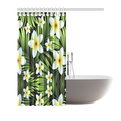 White Plumeria Pattern Print Design PM06 Shower Curtain