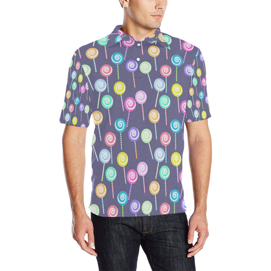 Lollipop Pattern Print Design LL03 Men Polo Shirt