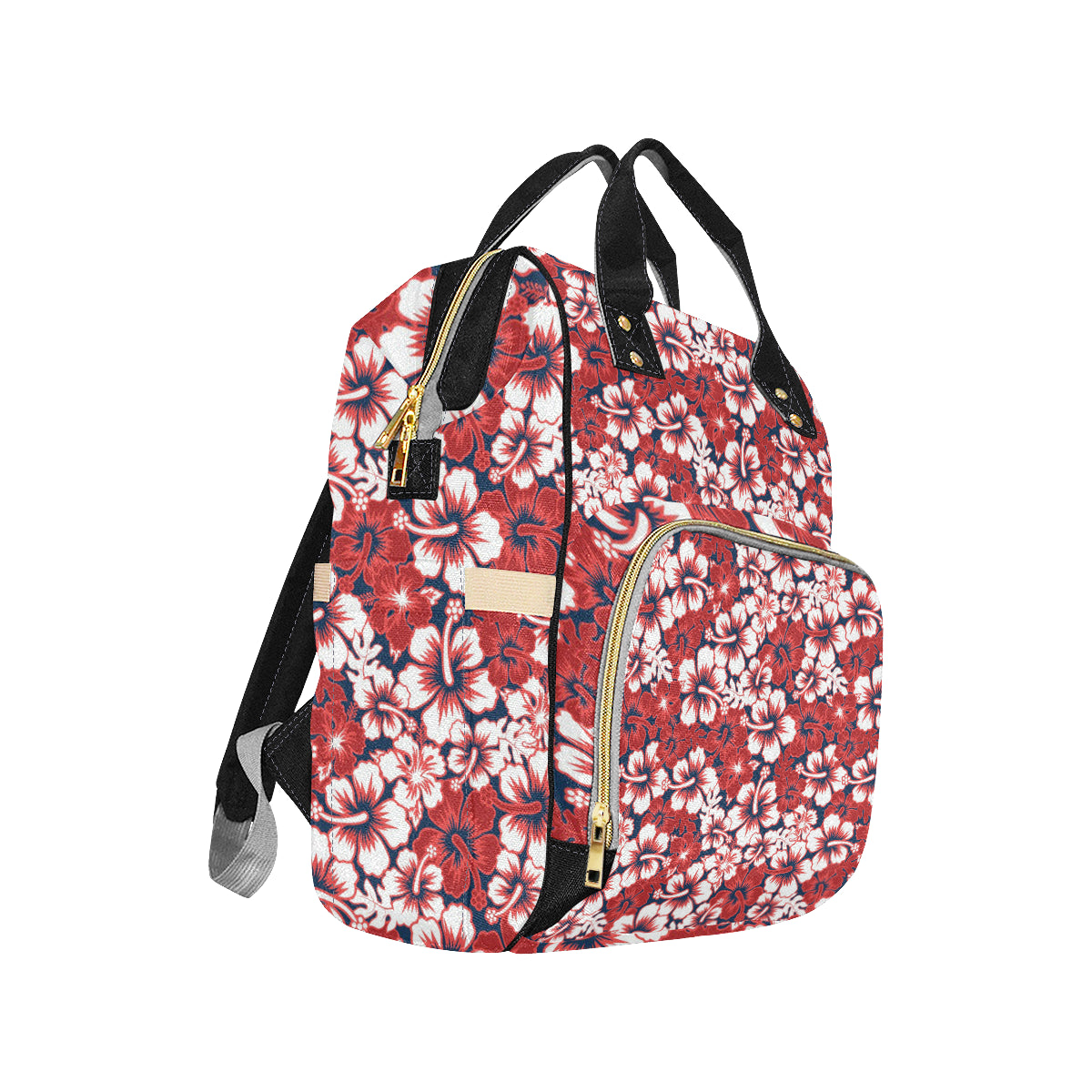 Red Hibiscus Pattern Print Design HB01 Diaper Bag Backpack