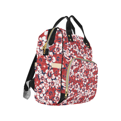 Red Hibiscus Pattern Print Design HB01 Diaper Bag Backpack