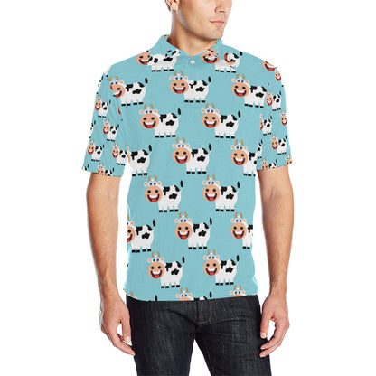 Cattle Cute Pattern Print Design 01 Men Polo Shirt