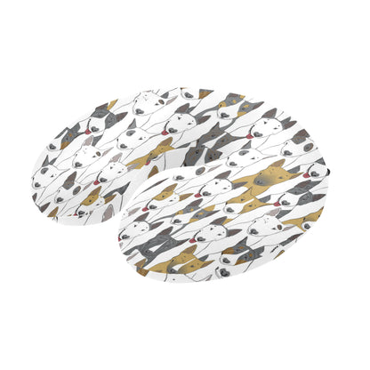 Bull Terriers Pattern Print Design 03 U-Shaped Travel Neck Pillow