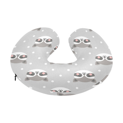 Raccoon Pattern Print Design A04 U-Shaped Travel Neck Pillow
