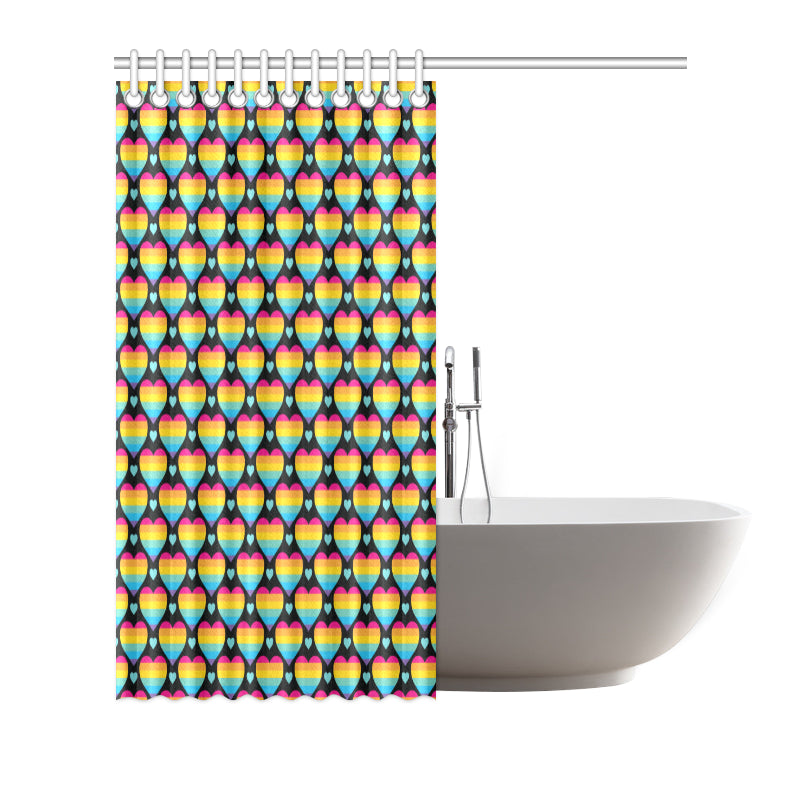 Rainbow Heart Print Pattern Shower Curtain
