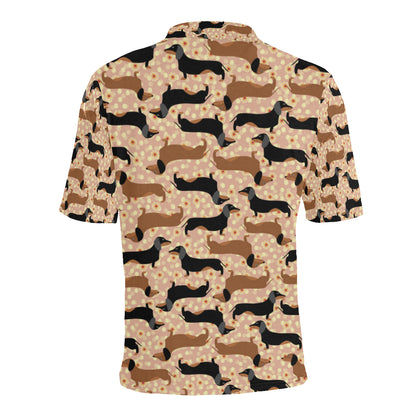 Dachshund Pattern Print Design 011 Men Polo Shirt