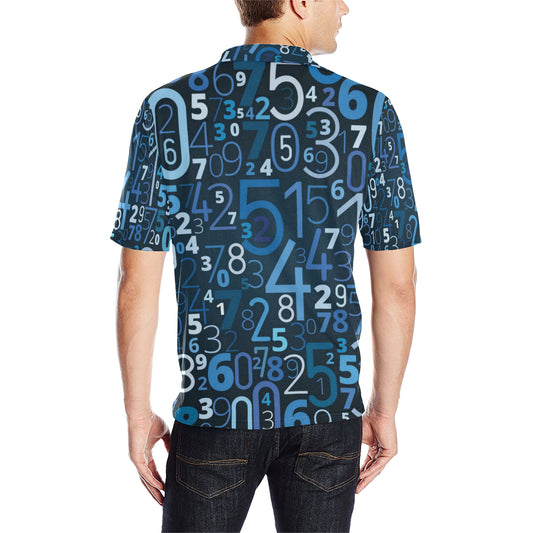 Number Pattern Print Design A02 Men Polo Shirt