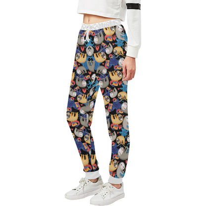 Sloth Cartoon Design Themed Print Unisex Sweatpants