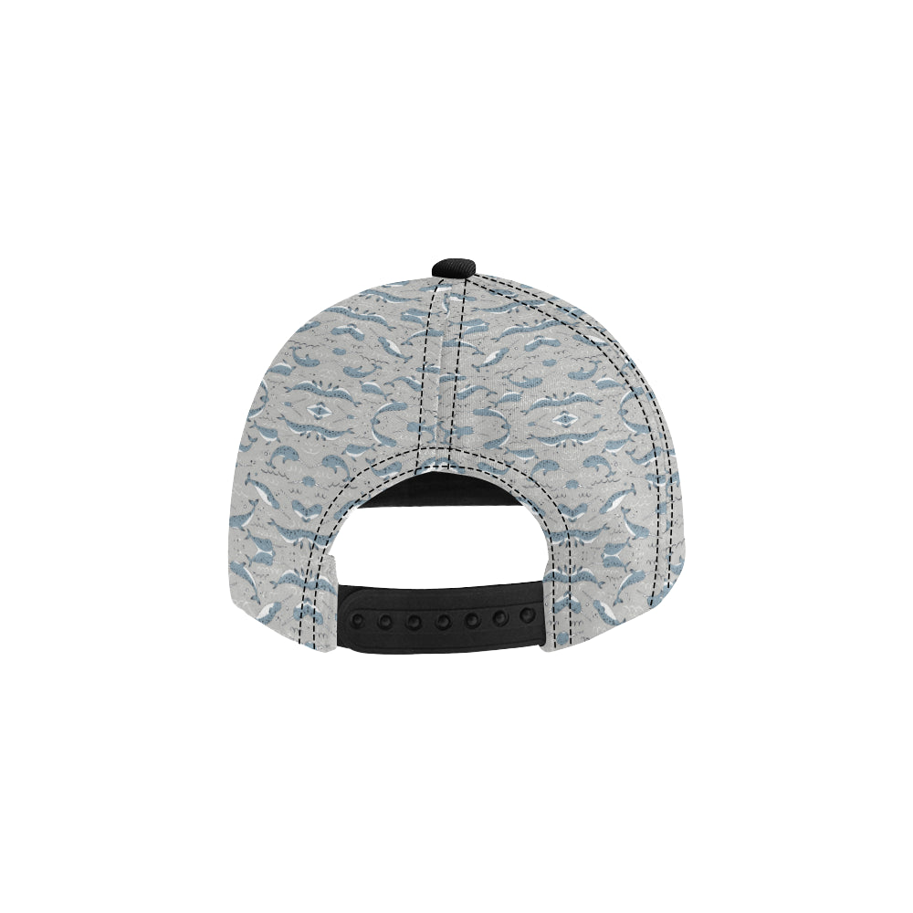 Narwhal Pattern Print Snapback Cap