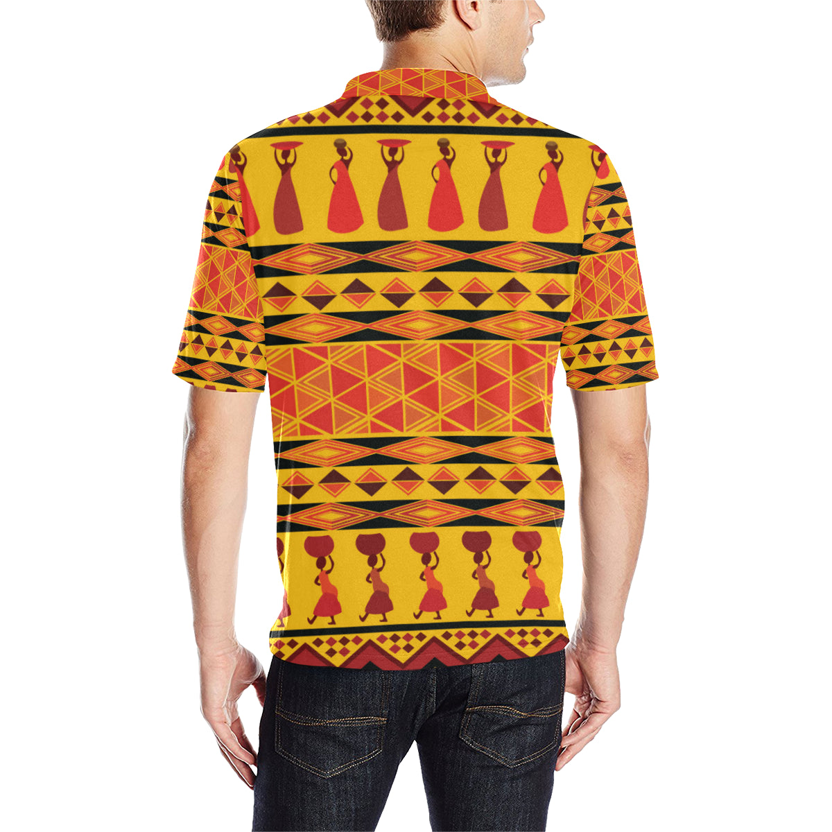African Pattern Print Design 01 Men Polo Shirt