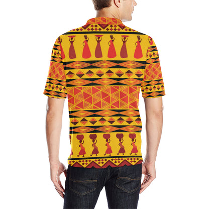 African Pattern Print Design 01 Men Polo Shirt