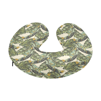 Banana Leaf Pattern Print Design 04 U-Shaped Travel Neck Pillow
