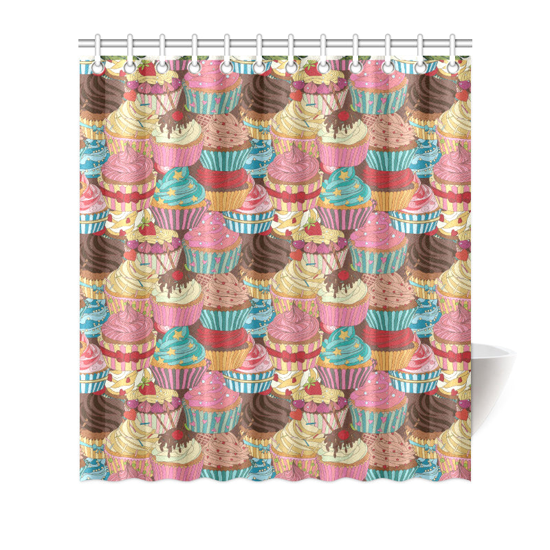 Cupcake Pattern Print Design CP01 Shower Curtain
