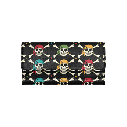Pirate Pattern Print Design A01 Women's Trifold Wallet